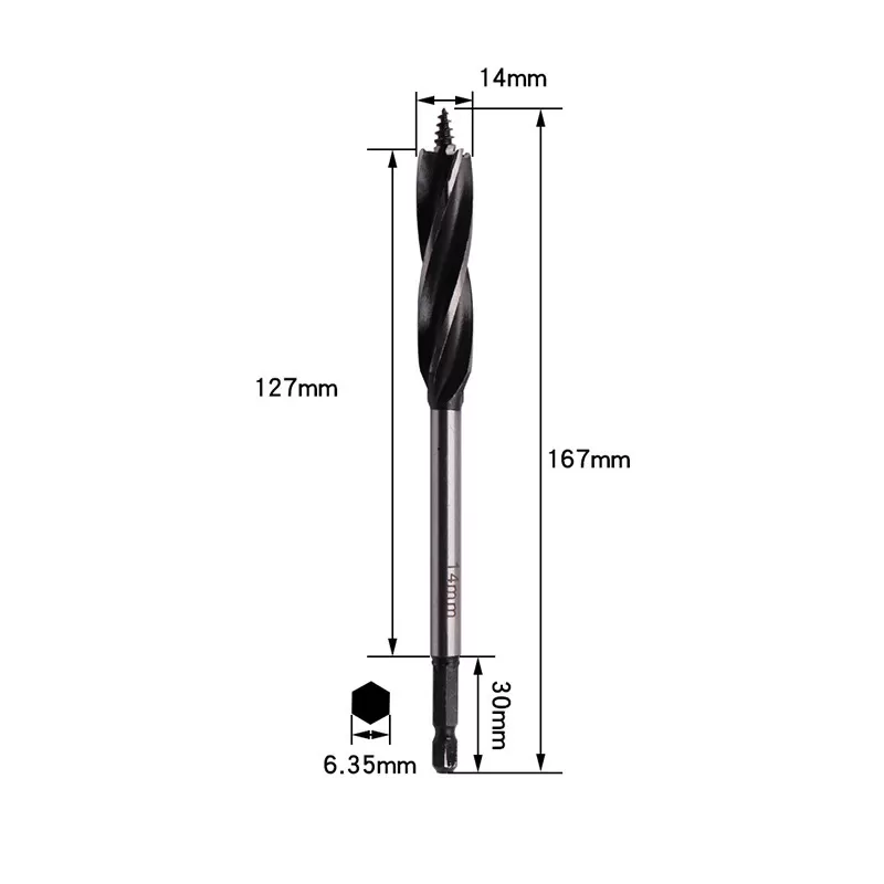 INF Träbearbetningsborr med fyra spår och fyra skär, 14mm, kompatibelt med dörrlås och träborrning Modell 11