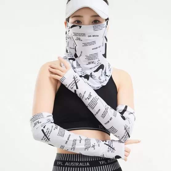 INF Sommar utomhus sol- och dammskyddsset - Mask & Ärmar Vit