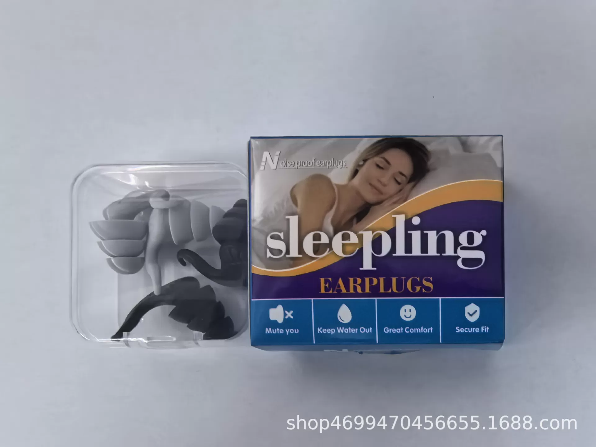 INF Professionella silikonöronproppar med brusreducering - 2 par Svart+grå