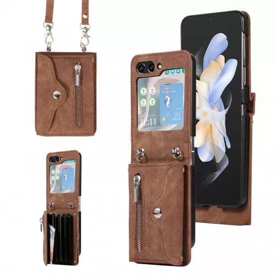 INF Retro Crossbody Anti-theft Card Holder Phone Case för Samsung Z Flip 5