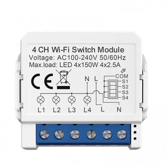 INF Smart WiFi Switch Module WSM16-4 Channel White