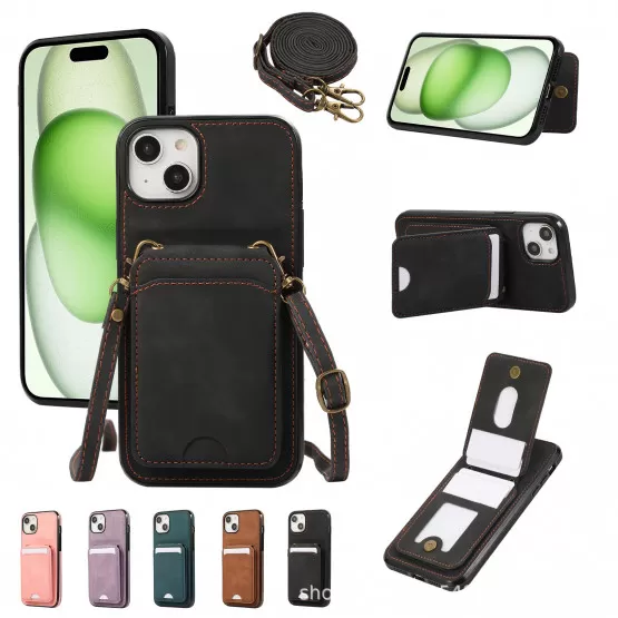 INF 14 Pro Max Plånboksfodral med Rem, Kortfodral iPhone Fodral