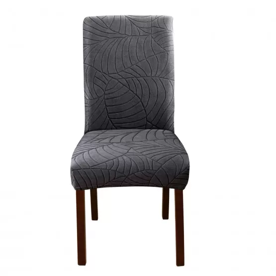 INF Stretchiga Stolsöverdrag för Matplats, Mjukt Lövjacquardskydd Mörkgrå