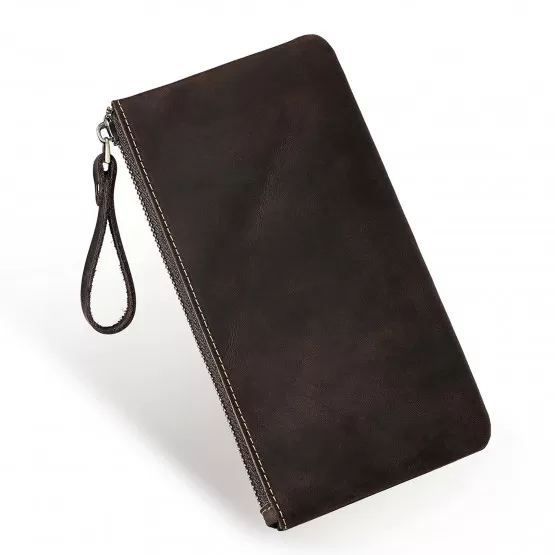 INF Vintage Crazy Horse Läder Koppling Telefon & Nyckel Organizer