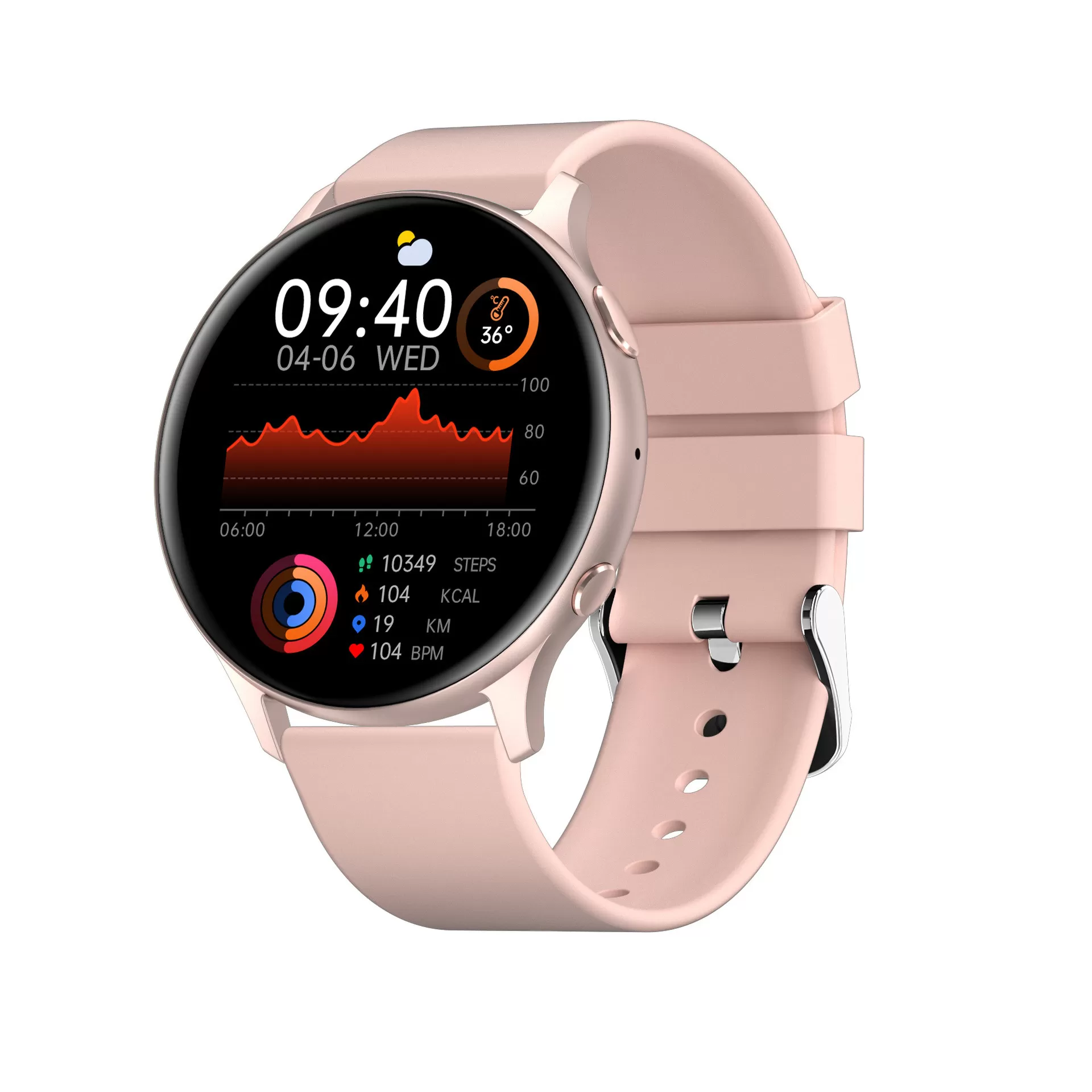 INF Smartwatch: Bluetooth-samtal och hälsoövervakning Rosa