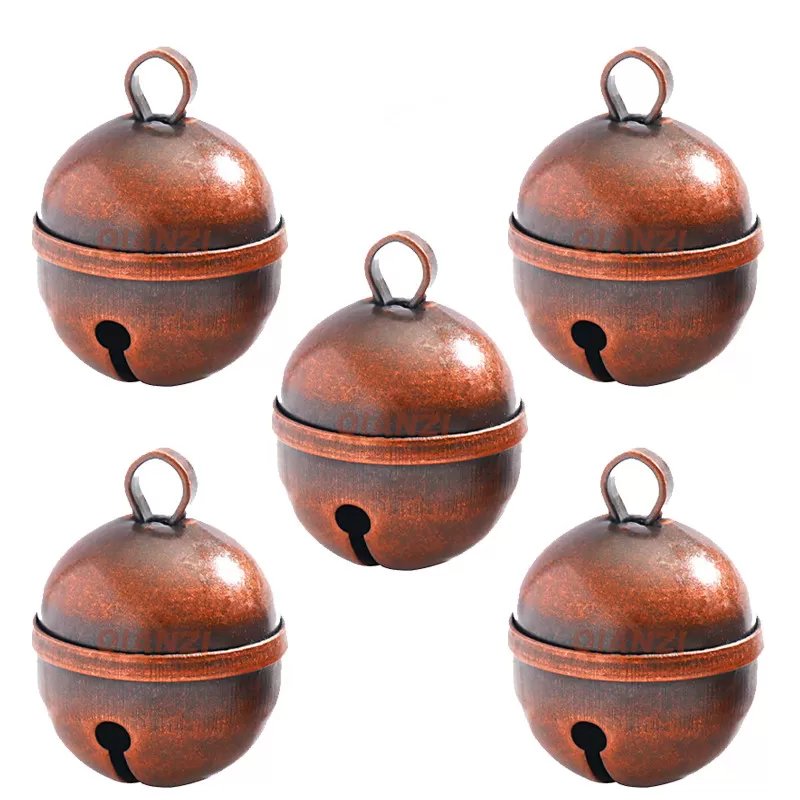 INF Set med 5 Djurhalsbandsklockor Brons Kopparberlocker Röd