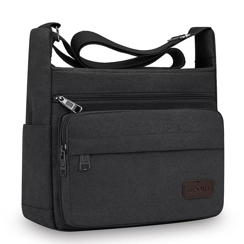 INF Casual Canvas Axelremsväska med Stor Kapacitet Svart