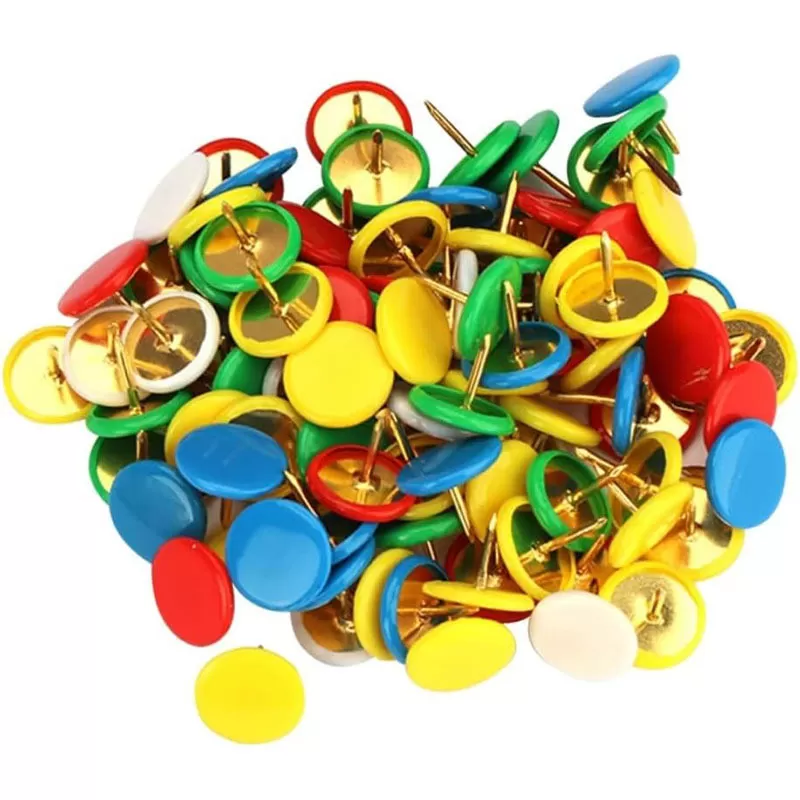 INF Färgglada Tavelstift med Platt Huvud - 120 Häftstift för Korktavla