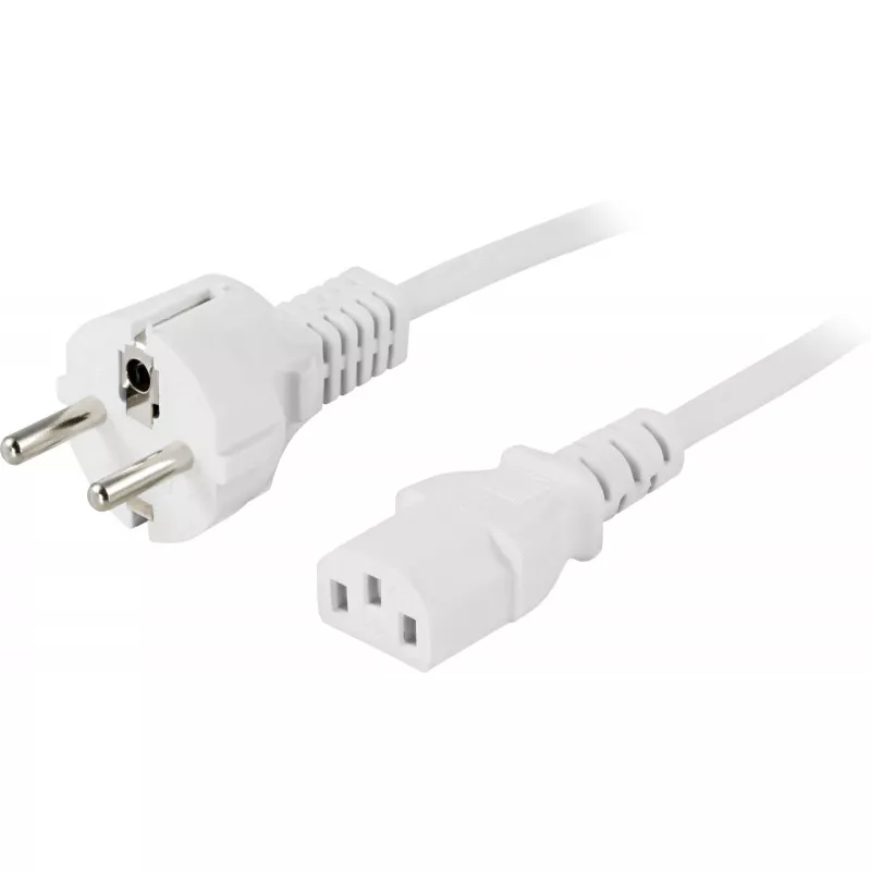 deltaco Device cable PC & wall straight CEE 7/7 & IEC C13 2m white