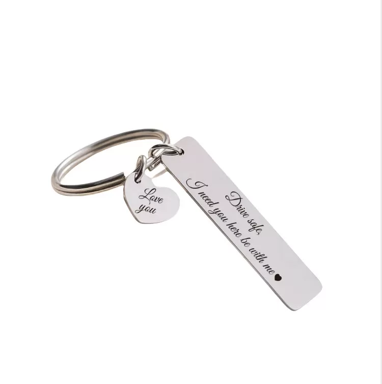 INF Silverfärgad 'Drive Safe I Need You Here With Me' Nyckelring för Par model 2