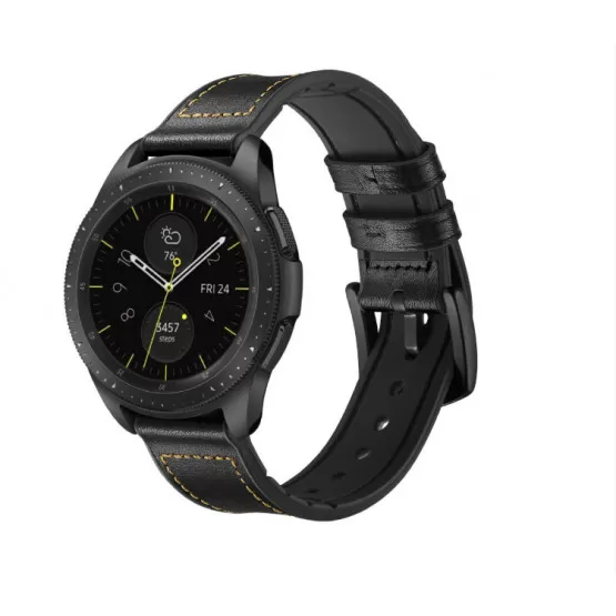 INF Silikon- och läderrem för Galaxy Watch 3/5 Svart 20 mm
