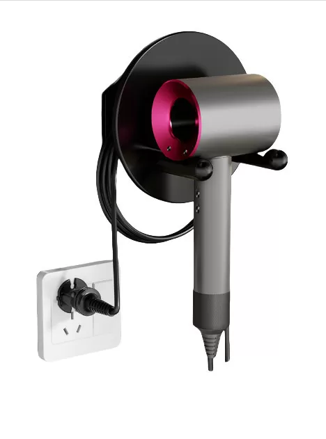 INF Väggmonterad hårföningshållare i aluminium Svart