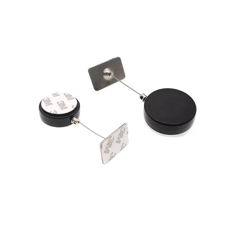 INF Infällbar kabelrulle (Svart, 1m, Låsspänne, Järnlock) - 2-pack