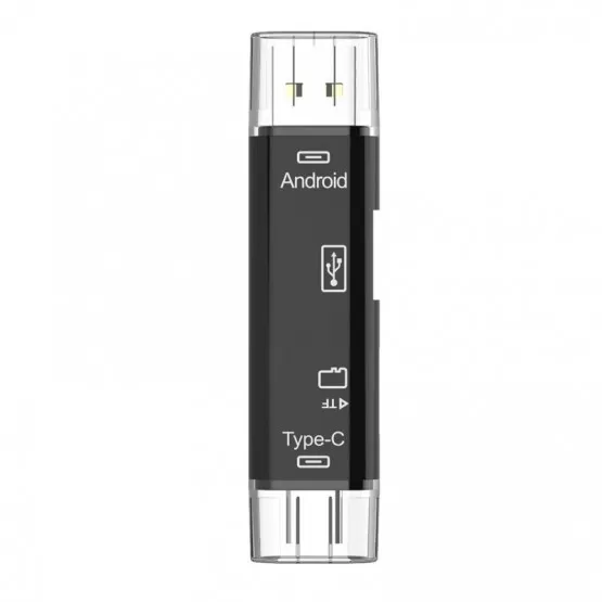 INF 3-i-1 Kortläsare: USB 2.0, Type-C, SD/TF-kompatibilitet