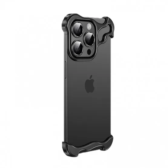 INF Kompatibelt med iPhone 16Pro Svart Titanlegering Hörnskydd Skal - Stöttåligt, Värmeavledande och Ramlöst Design iPhone 16