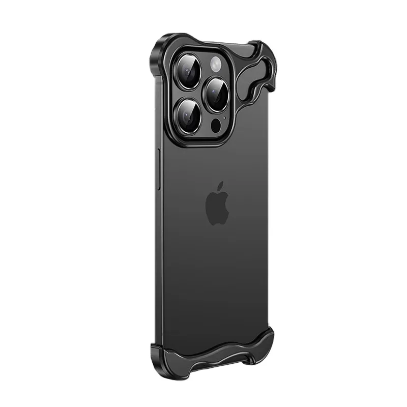 INF Kompatibelt med iPhone 15Pro Skal - Svart Titanlegering, Ovanlig Hörnskydd, Stöttåligt och Ramlöst Skal iPhone 15 Pro