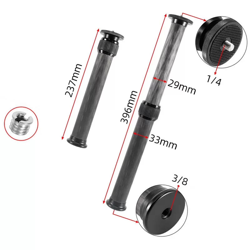 INF Förlängningsbar kolfiberförlängningsstång för DSLR-kameror