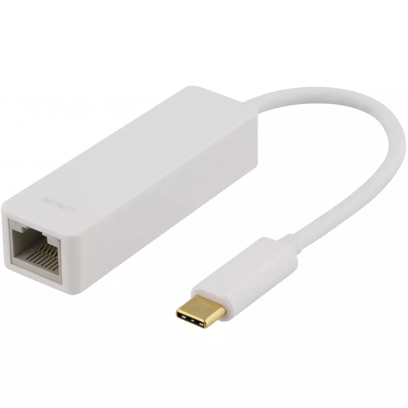 deltaco USB 3.1 network adapter, Gigabit, 1xRJ45, USB Type C, white