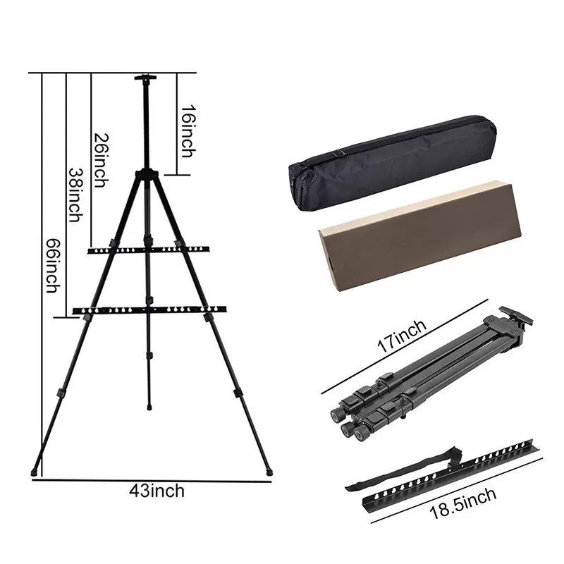 INF Bärbart skiss staffli - Uppgraderad 4-sektion, 42cm höjd Svart