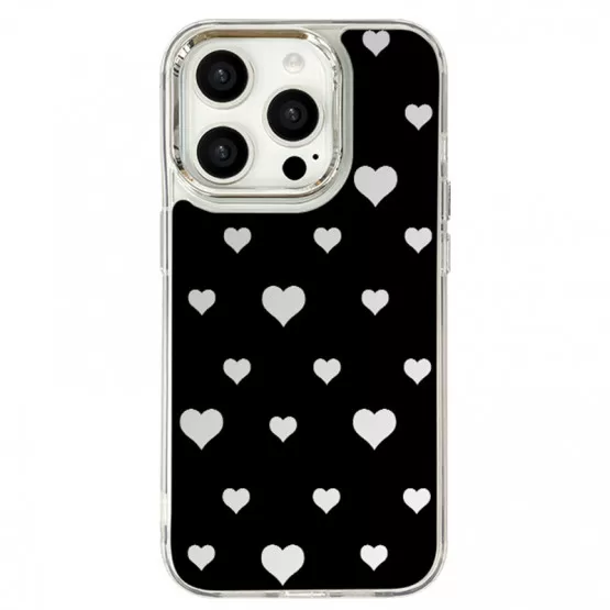 INF Mirror Painted Phone Case for iPhone 14 (6.1) - Black Heart