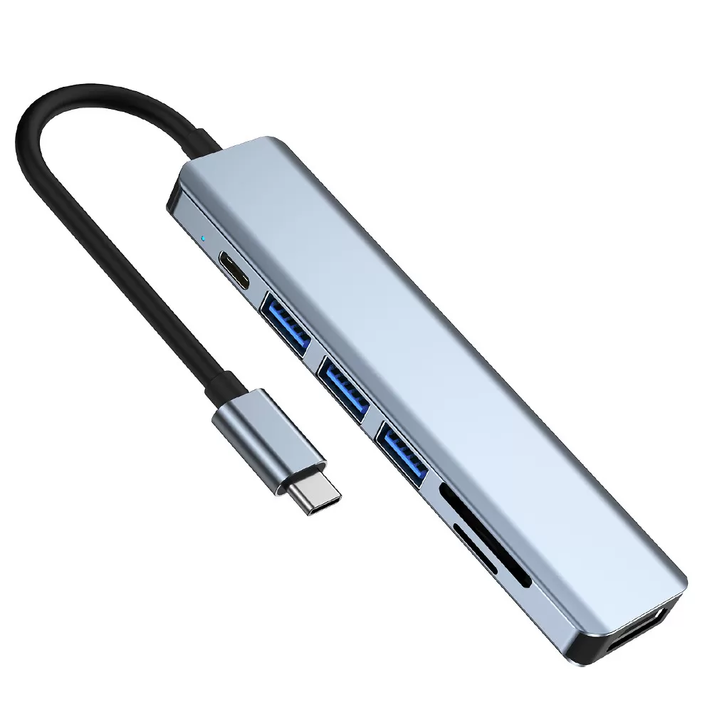 INF 7-i-1 Type-C Hub: HDMI, PD, SD/TF, USB 3.0 & 2.0 Portar