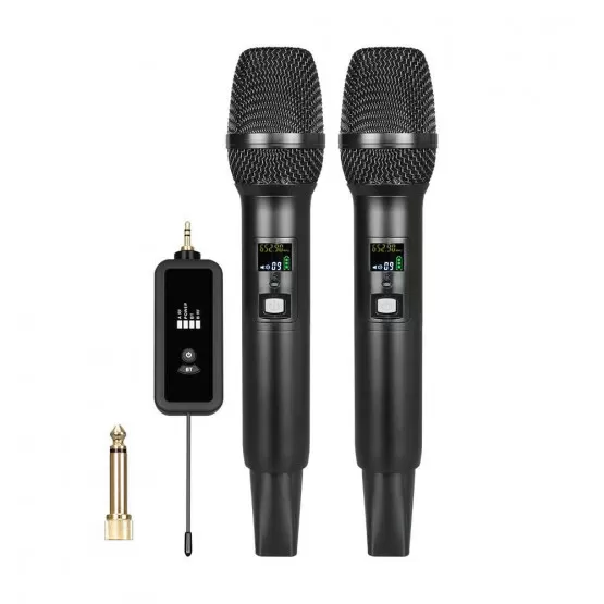 INF Dubbelt trådlöst mikrofonsystem: Karaoke & Konferensredo