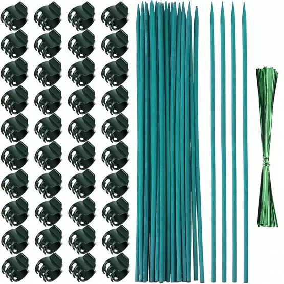 INF Växtstöd Pinnar Kit - 30cm, 20 Pinnar, 40 Clips, 20 Band