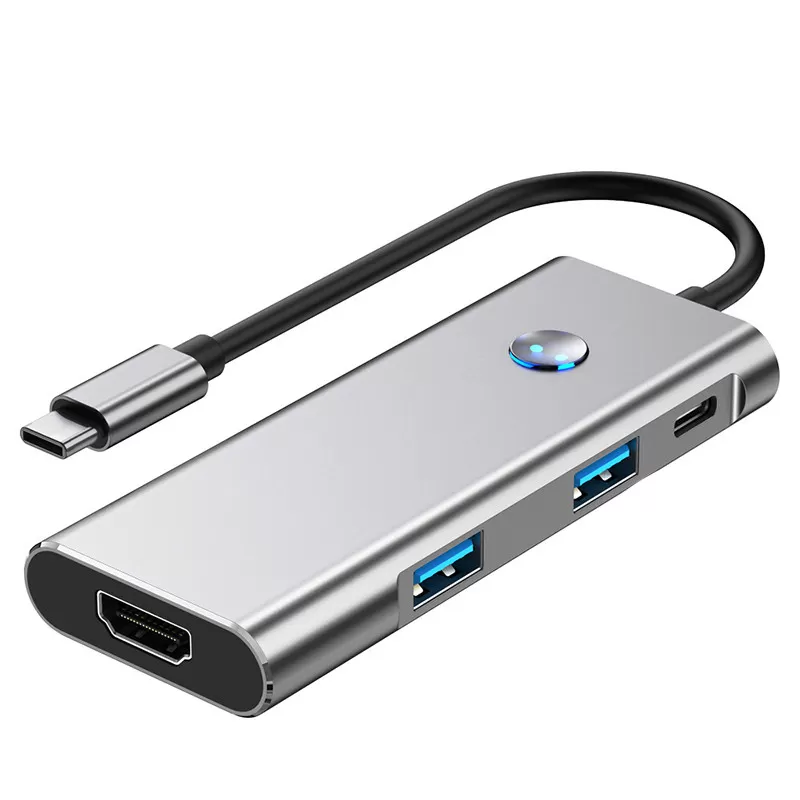 INF 6-i-1 USB-C Hub 4K/60Hz USB 3.2 10G Dataöverföring Grå