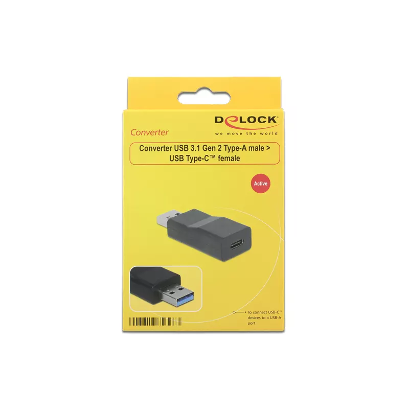 Delock Convertor INF Converter USB 3.1 Gen2 TypeA male USB TypeC female Active