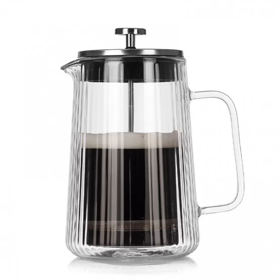 INF 1000ML Vertikalrandig Dubbelskikts French Press Kaffebryggare