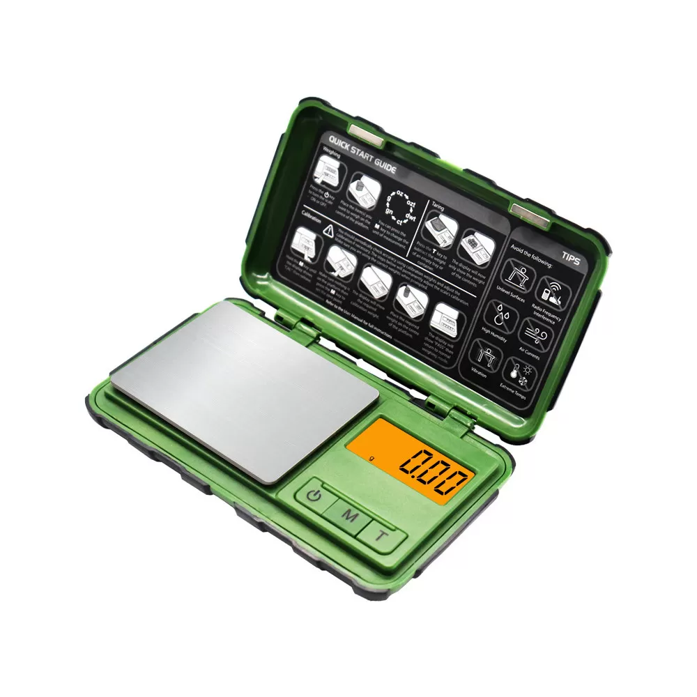 INF Högprecisions digitalvåg - 100g kapacitet, 0.01g noggrannhet Grön