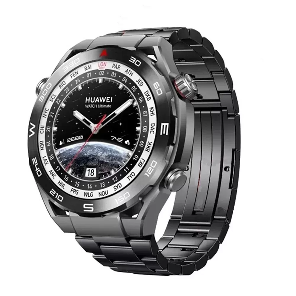 INF 22mm konvext huvud trelänkat titan klockarmband - svart Huawei GT4 3Pro/GT2