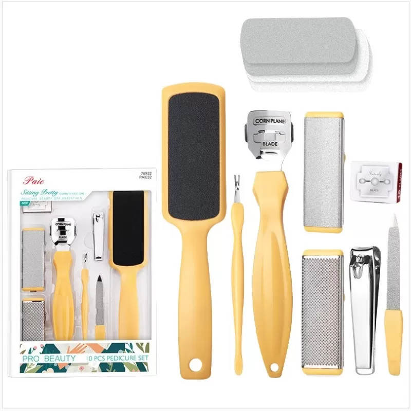INF 10-delars pedikyrset för fotvård Gul