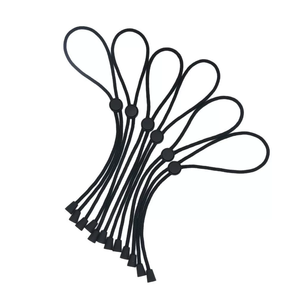 INF Svarta elastiska hårband - 6 st set med plastdetaljer