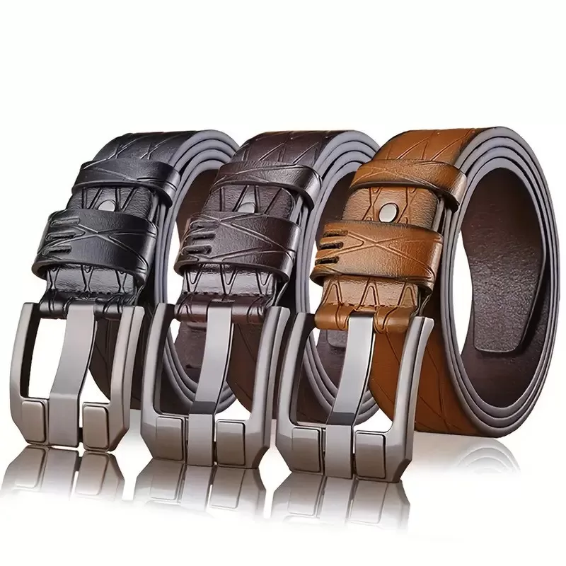 INF 3-pack Herrbälten i PU-läder - Klassiska färger för alla tillfällen