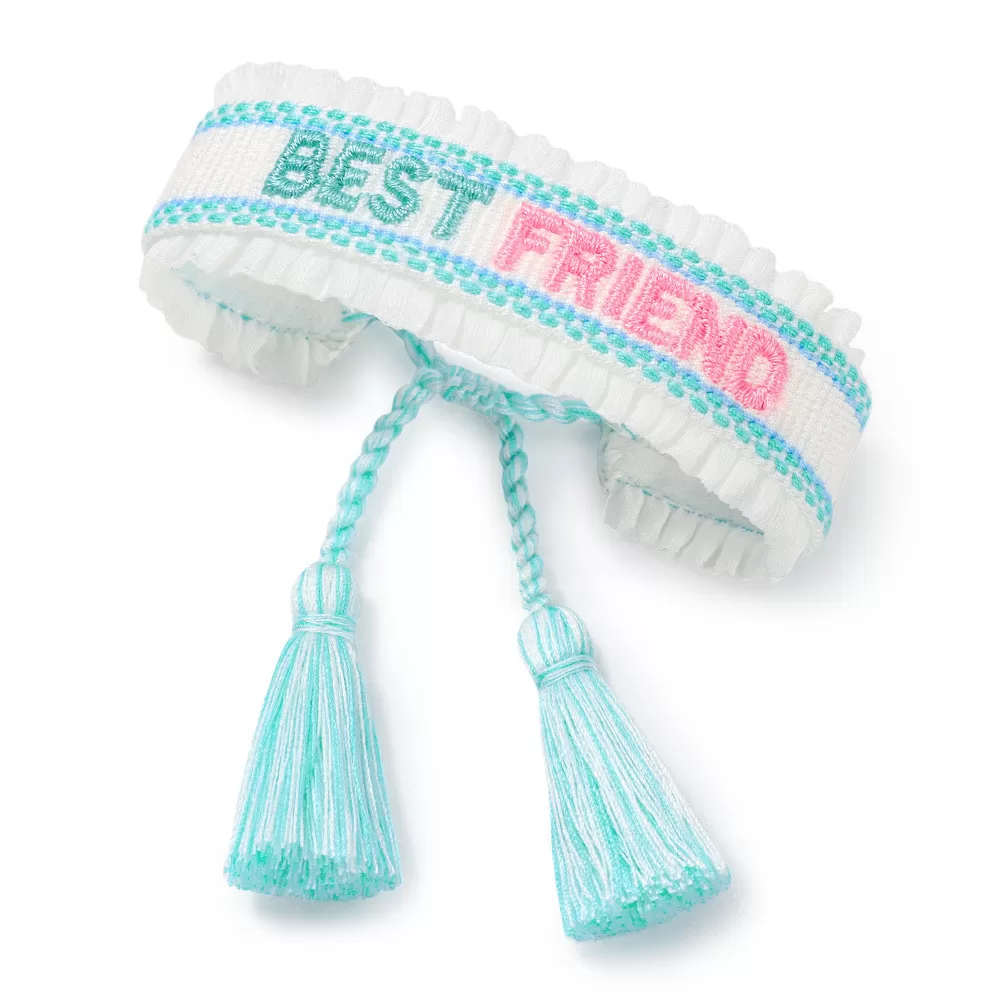 INF OF01-(BEST FRIEND) Vänskapsarmband med Bokstäver och Spets - Justerbart Flätat Armband med Blå Detaljer Blå
