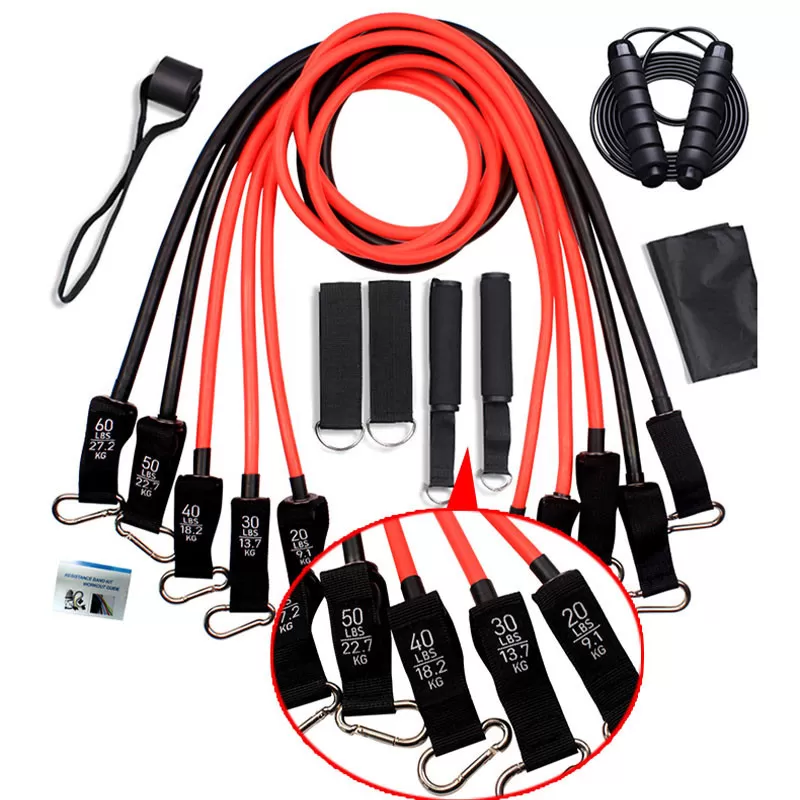 INF 200 lbs Motståndsband Set - 11 Delar Träningsset med Instruktioner och Förvaringsväska