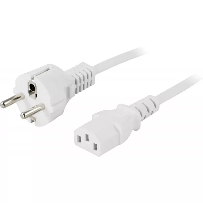 deltaco Device cable PC & wall straight CEE 7/7 & IEC C13 0.5m white