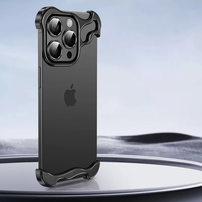 INF Unikt metallramskal + linsskydd för iPhone 14 - Svart