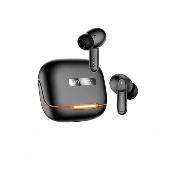 INF Trådlösa Bluetooth Hörlurar med Fyra Mikrofoner och ENC Brusreducering Svart+orange