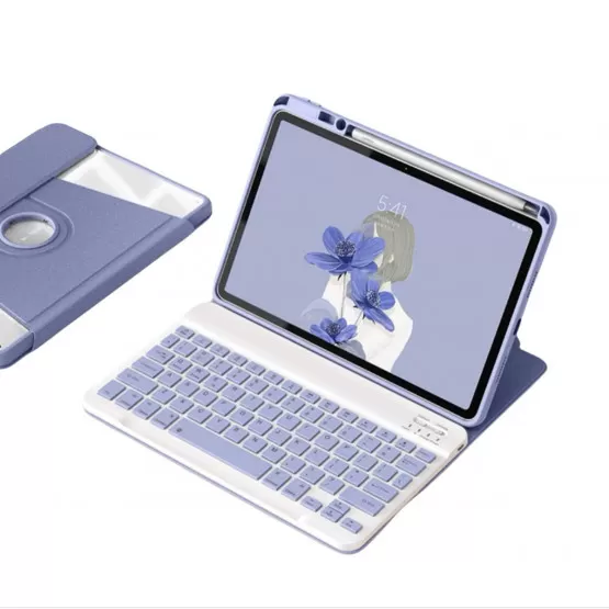 INF 360° Roterande Ställ Bluetooth Tangentbord + Fodral Kompatibelt med iPad 10.9/11 tum/Air 11 (2024) - Lavendel