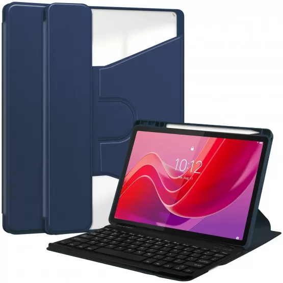 INF Rotationsbart Akryl Bluetooth-tangentbordsfodral med pennhållare kompatibelt med iPad Air 11 2024 - Mörkblå