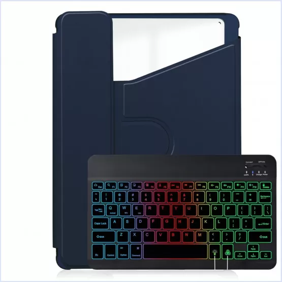 INF Rotationsbart Akryl Bluetooth-tangentbordsfodral med pennhållare för compatible with iPad Air 4/Air 5 10.9'' - Mörkblå