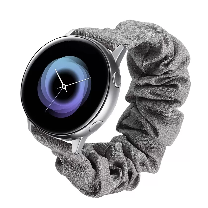 INF 20mm Silver Connector kompatibel med Samsung/Huawei Smartwatch Band Universal Flat Mouth Fashion Tryckt Scrunchie