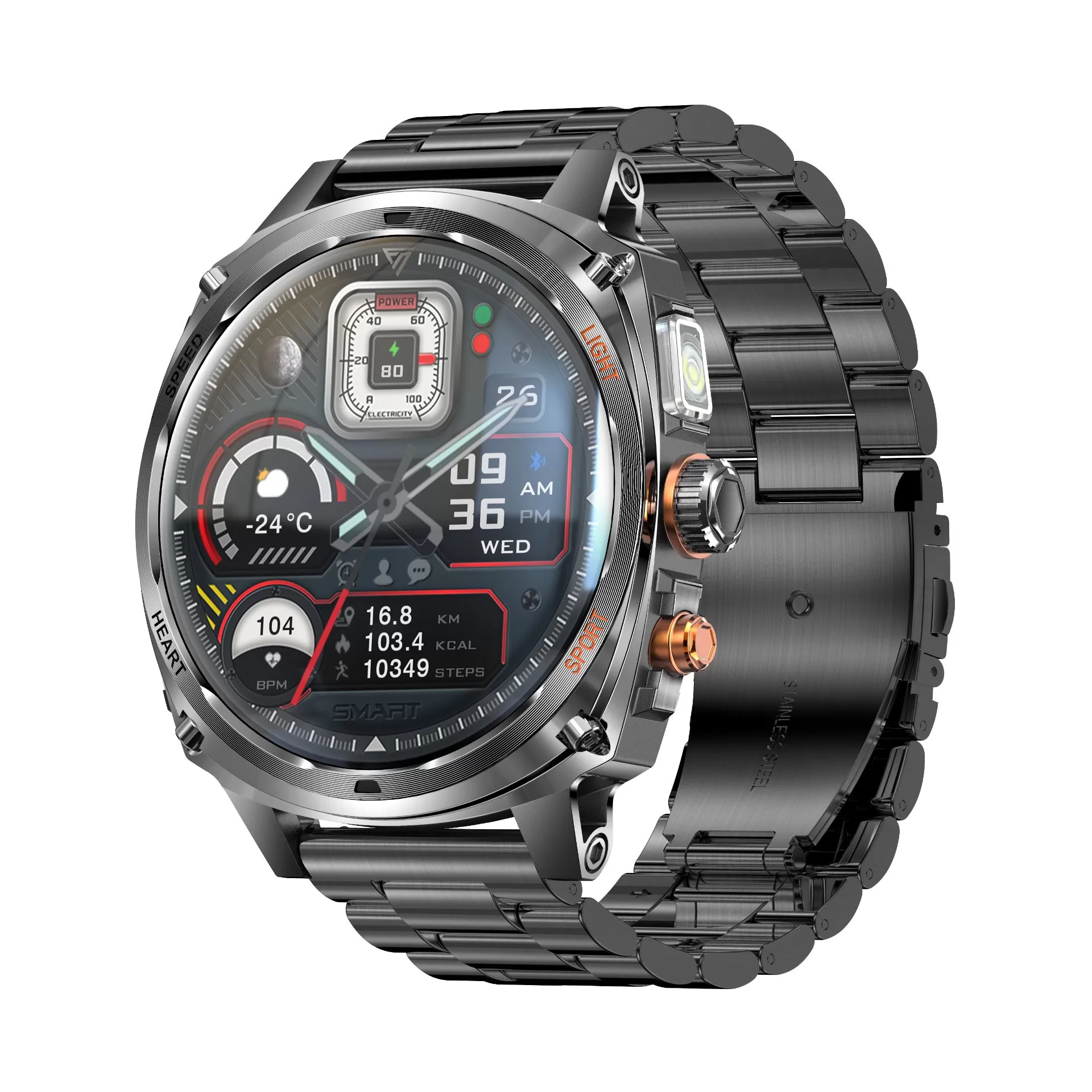 INF Multifunktionell Smartwatch med Bluetooth-samtal och Hälsomätning - Svart