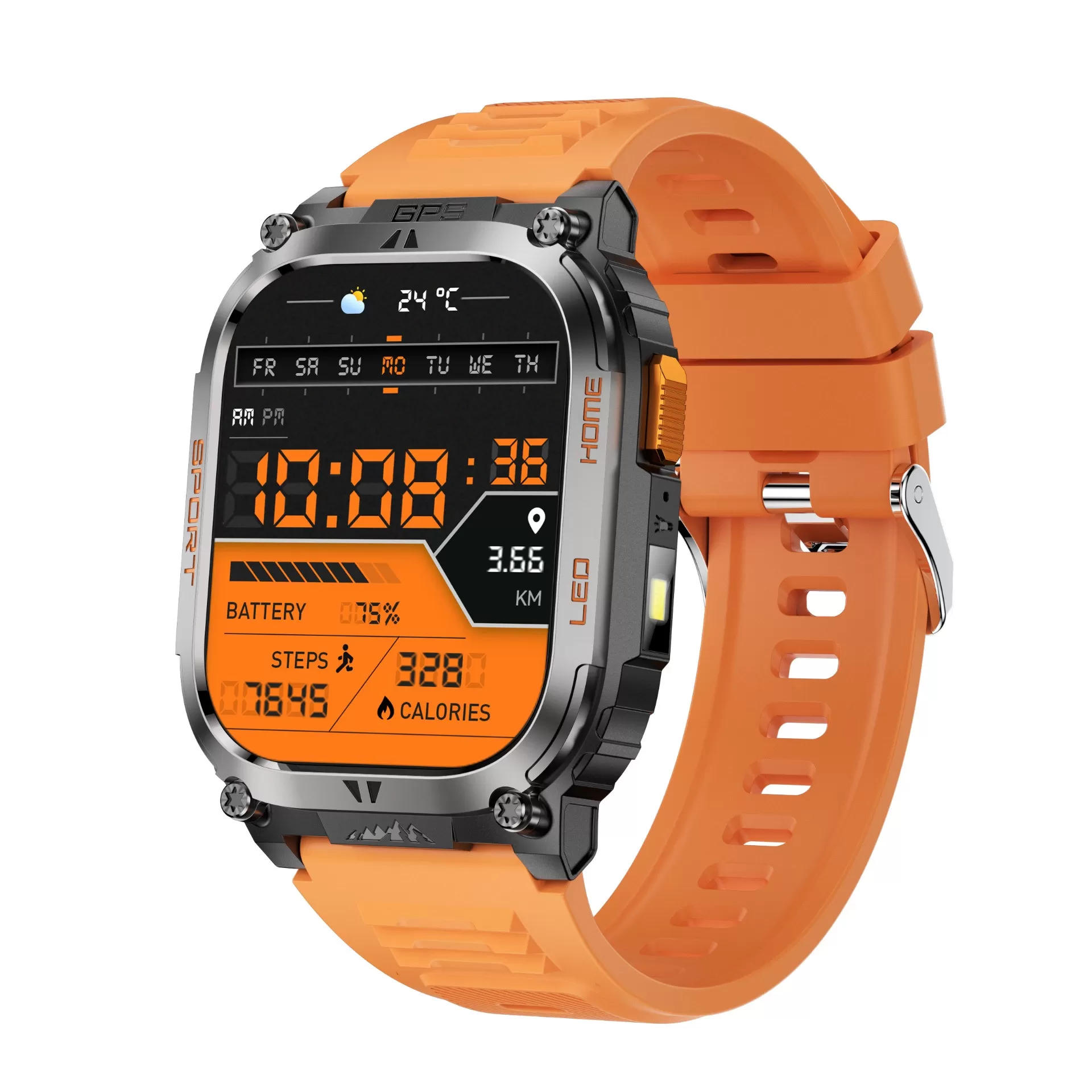 INF GPS-sportsmartklocka med puls- och sömnmätning - 178 sportlägen Orange