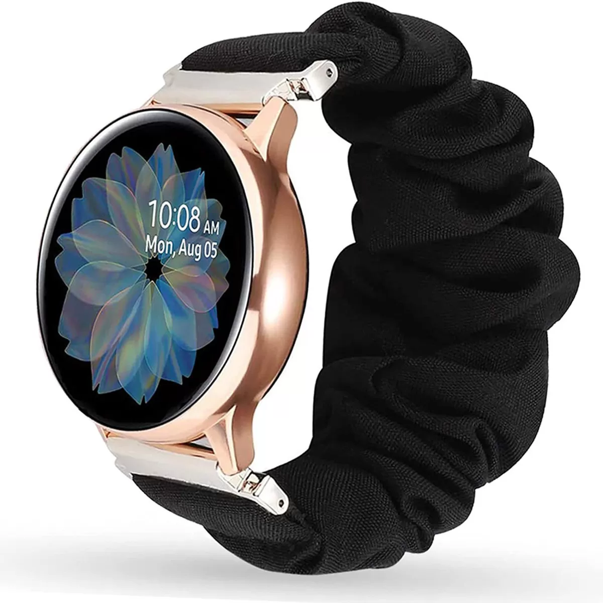 INF Kompatibel med Samsung/Huawei Smartwatch Band Universal Platt Mode Tryck Scrunchie Klockarmband - Svart 19 mm