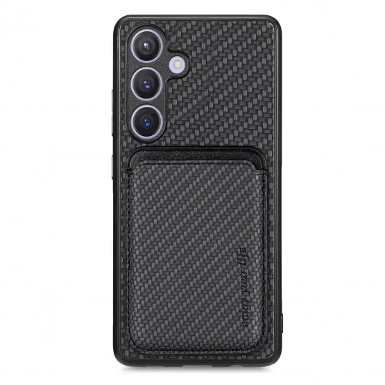INF Retro Magnetiskt Skyddsfodral för compatible with Samsung S22 PLUS - Svart Fibertextur med Kortfack