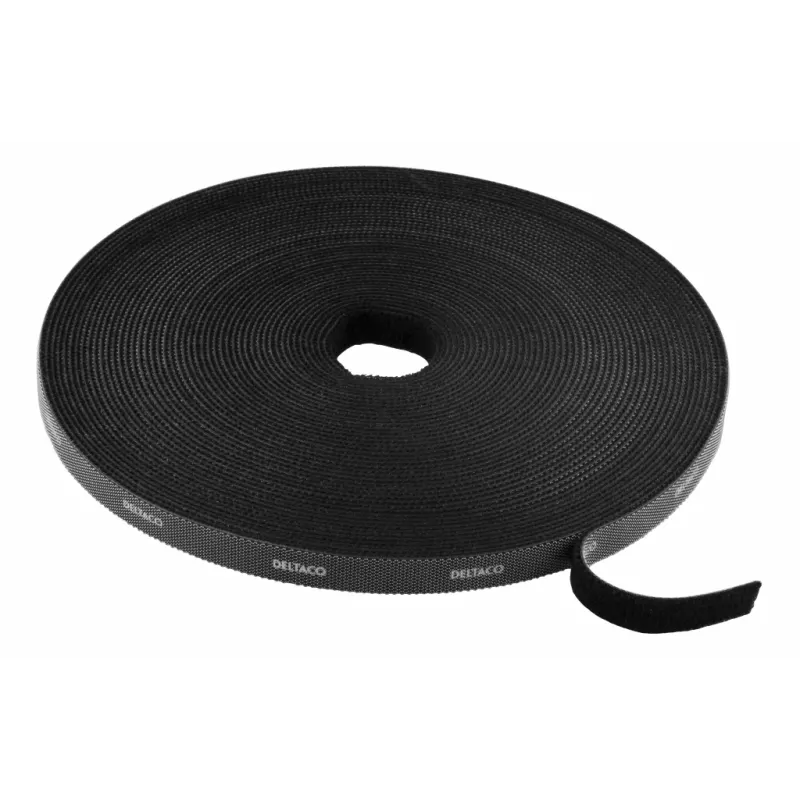 deltaco Hook and loop fastener cable ties, width 10mm, 15m, black