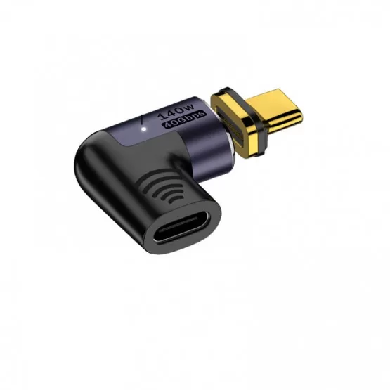 INF 140W Magnetisk Sidovinklad USB-C Hona till USB-C Hane Adapter (1-pack)